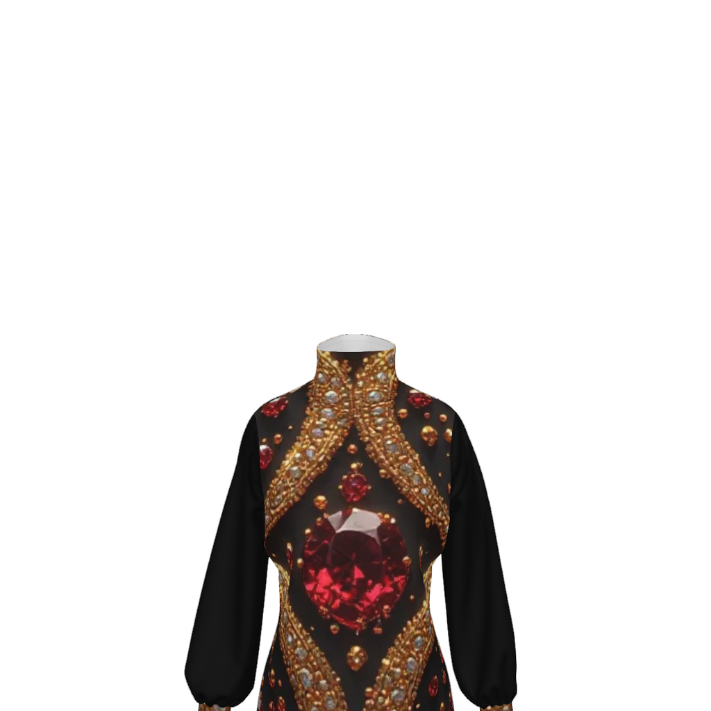 Esther Ruby Luxury Dress | Elegant Church Dress for Women | Black and Gold Statement Dress | Sunday Best Fashion | Women's Special Occasion Dress