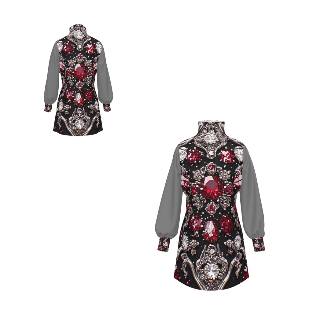 Luxury Executive Dress for Women | Black and Ruby Office Dress | Elegant Business Fashion | Corporate Chic Midi Dress | Statement Workwear