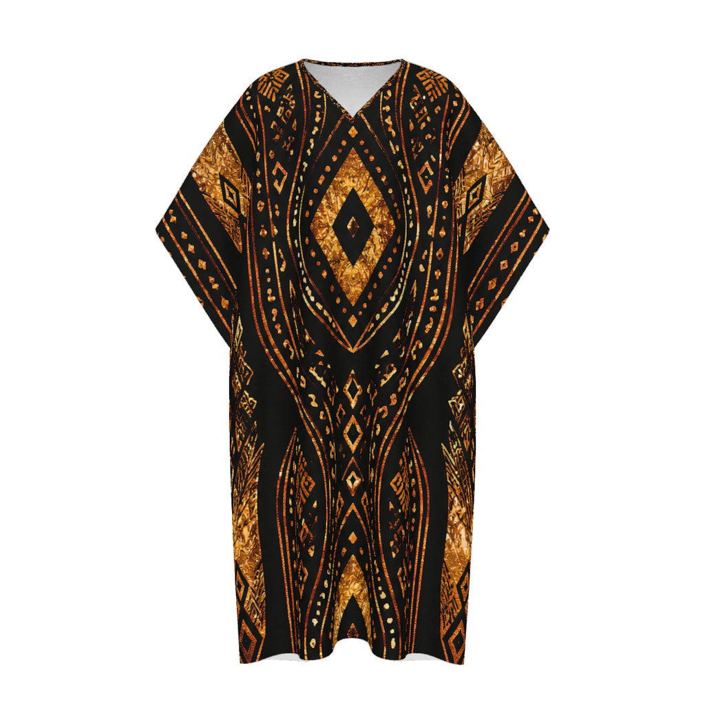 Khalil Black Gold African Inspired Kaftan, Luxury Men’s Robe, African Print Long Robe, Men’s Statement Loungewear, Cultural Wear