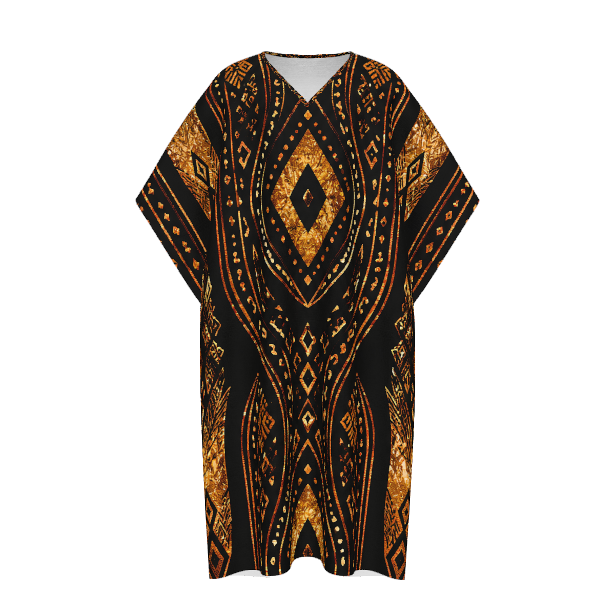 Khalil Black Gold African Inspired Kaftan, Luxury Men’s Robe, African Print Long Robe, Men’s Statement Loungewear, Cultural Wear