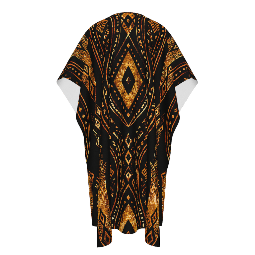 Khalil Black Gold African Inspired Kaftan, Luxury Men’s Robe, African Print Long Robe, Men’s Statement Loungewear, Cultural Wear