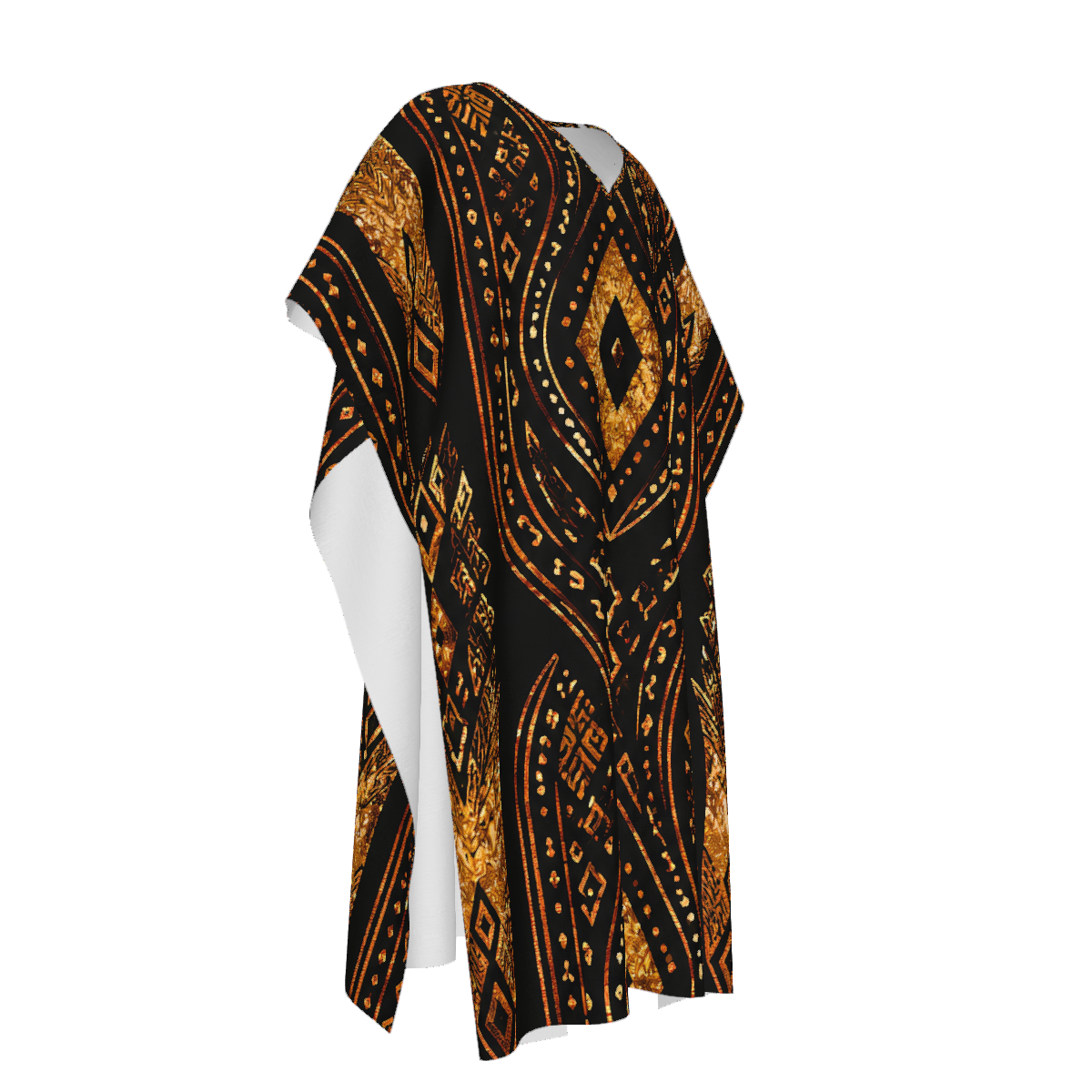 Khalil Black Gold African Inspired Kaftan, Luxury Men’s Robe, African Print Long Robe, Men’s Statement Loungewear, Cultural Wear