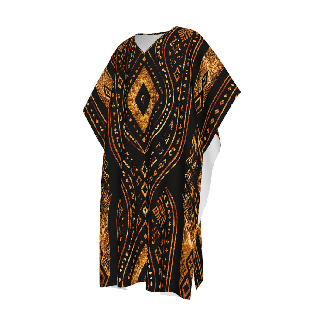 Khalil Black Gold African Inspired Kaftan, Luxury Men’s Robe, African Print Long Robe, Men’s Statement Loungewear, Cultural Wear