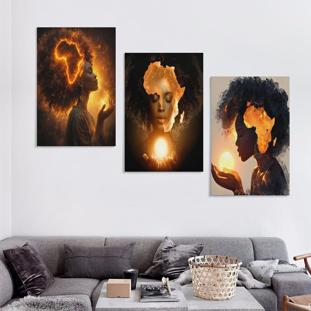 Afrocentric Design Triptych Decorative Frame 8" × 12"