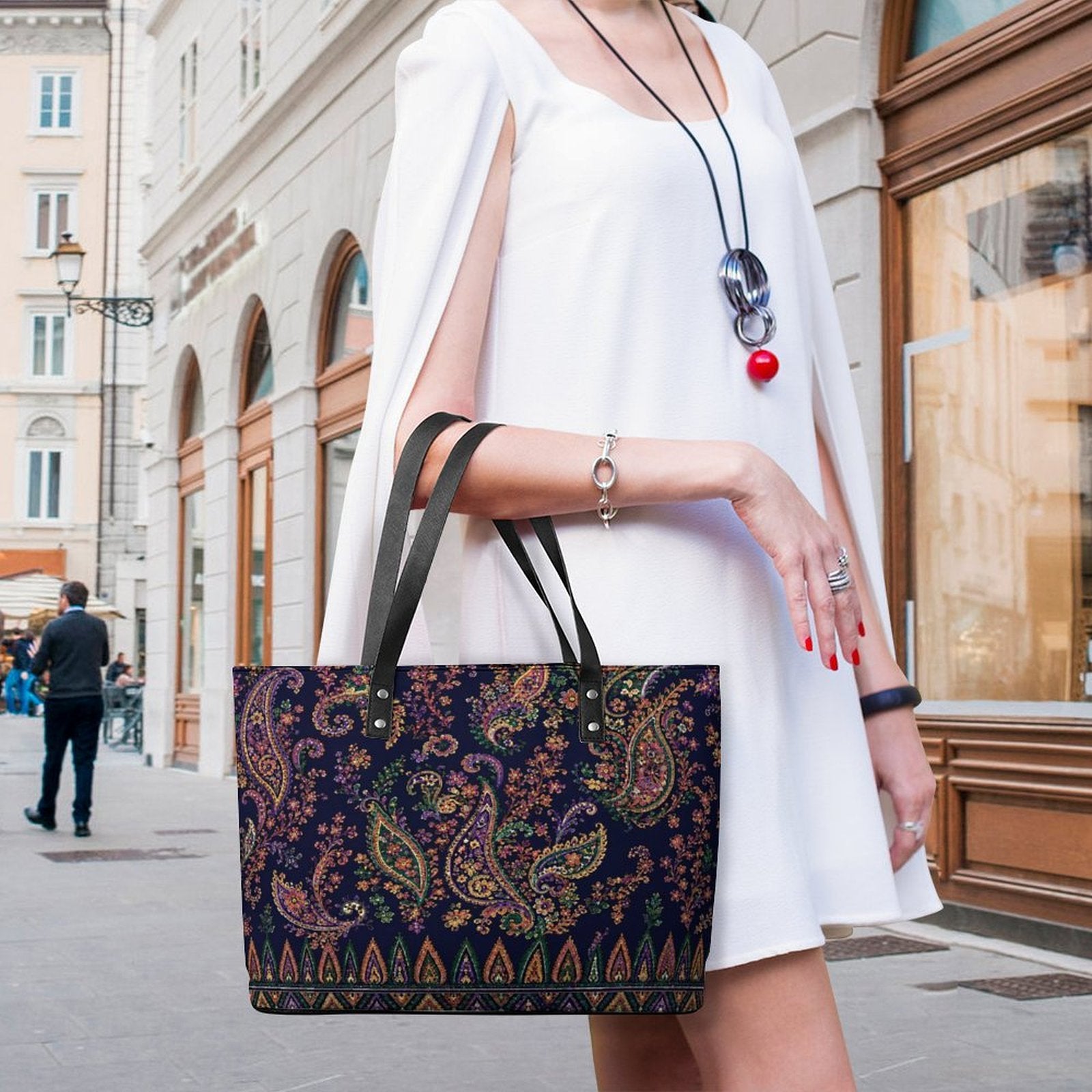 Luxury Bohemian Tote Bag | Designer Canvas Shoulder Bag | Elegant Everyday Travel Tote | Women's Fashion Handbag | Iyalla Designs