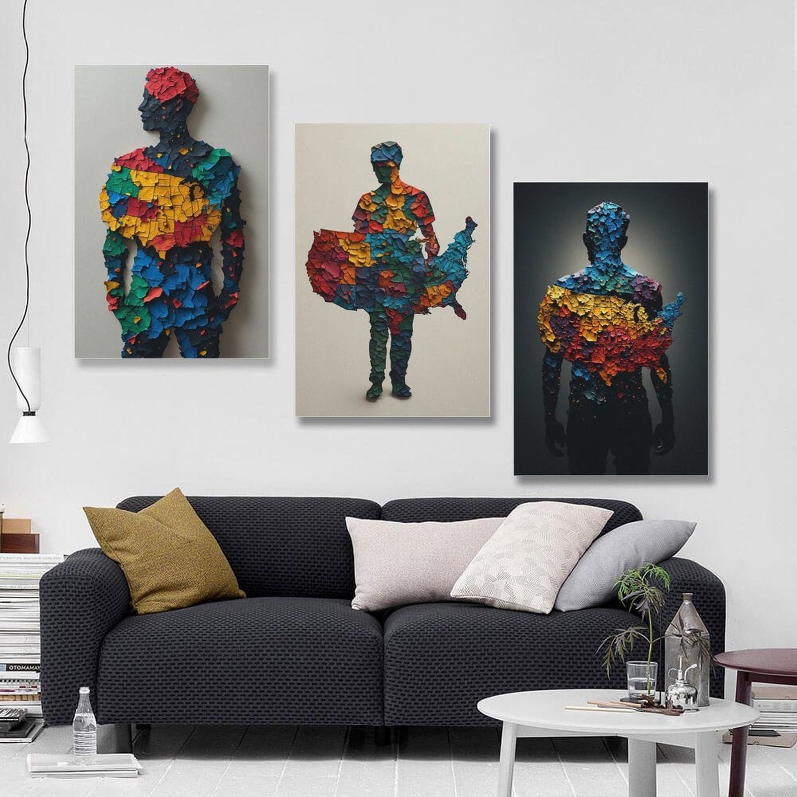 USA Men Triptych Decorative Unframe 16" × 24"