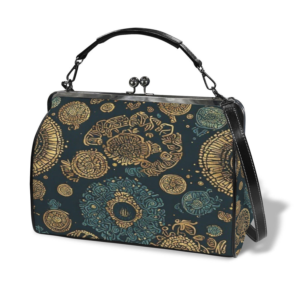 uxury Vintage Frame Handbag | Emerald & Gold Designer Purse | Elegant Top Handle Crossbody Bag | Women's Statement Handbag | Iyalla Designs