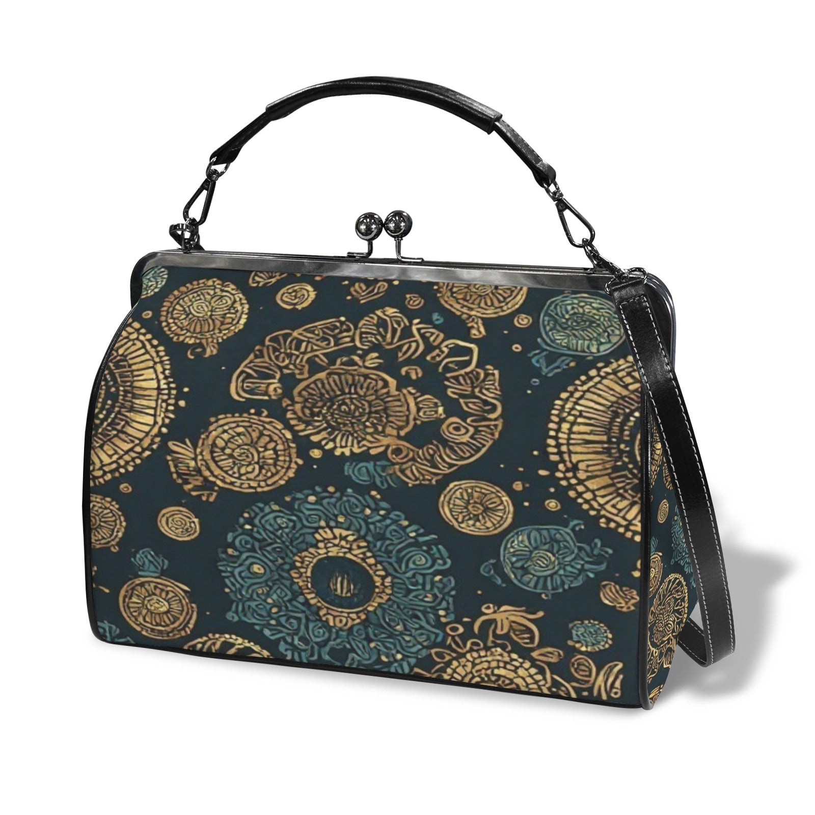 uxury Vintage Frame Handbag | Emerald & Gold Designer Purse | Elegant Top Handle Crossbody Bag | Women's Statement Handbag | Iyalla Designs