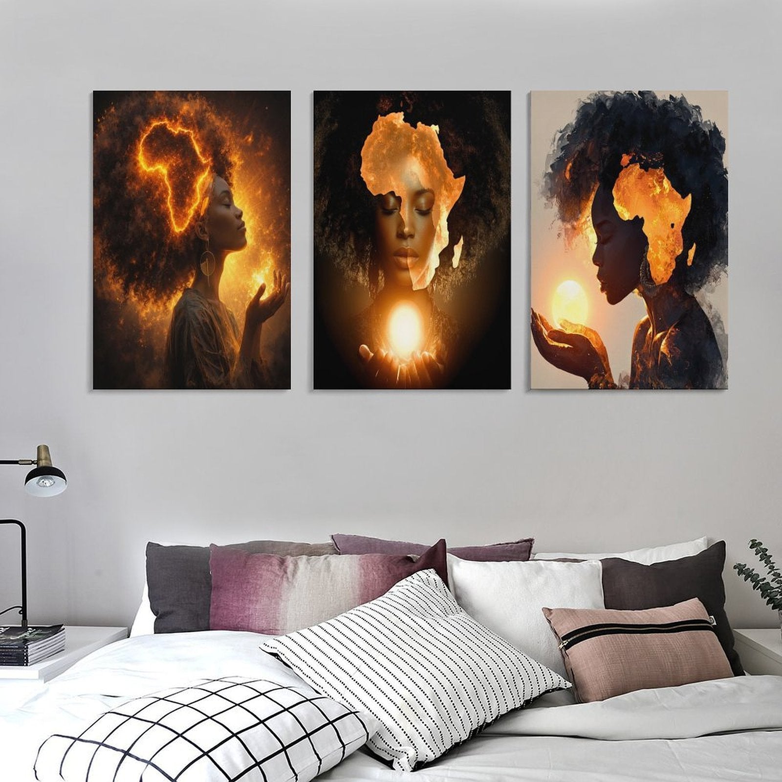 Afrocentric Design Triptych Decorative Frame 8" × 12"
