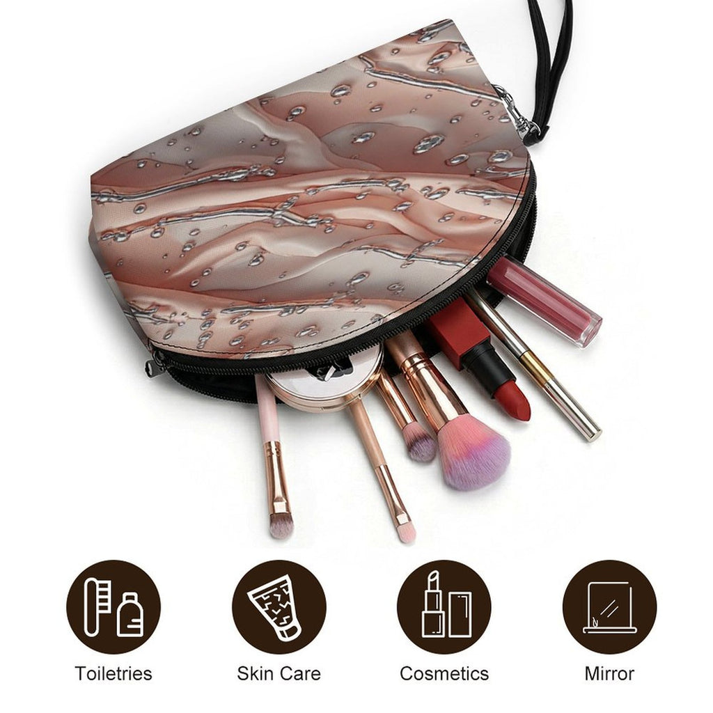 Rose Pink and Silver Design Dome Cosmetic Bag