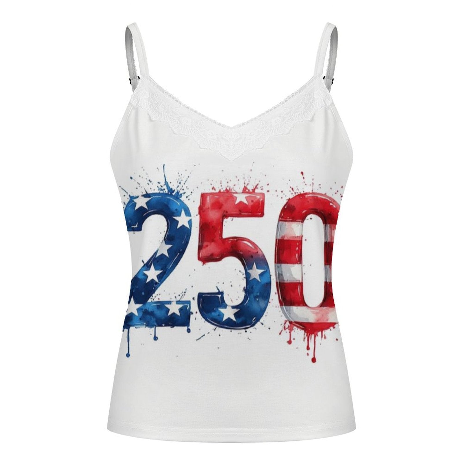 250 Patriotic Women’s V-Neck Lace Trim Camisole