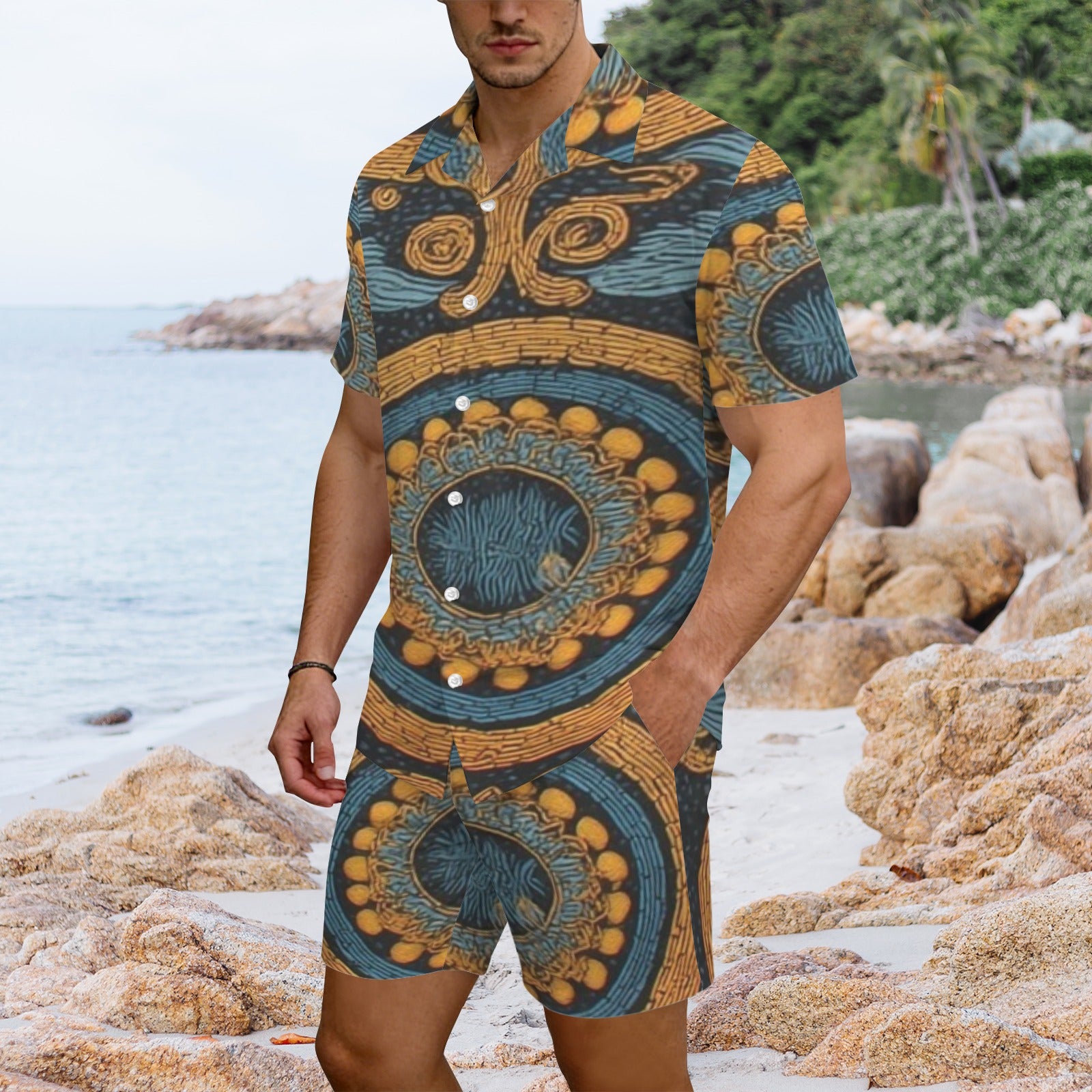 Men Kenti summer set Men's Hawaiian Shirt & Shorts Set