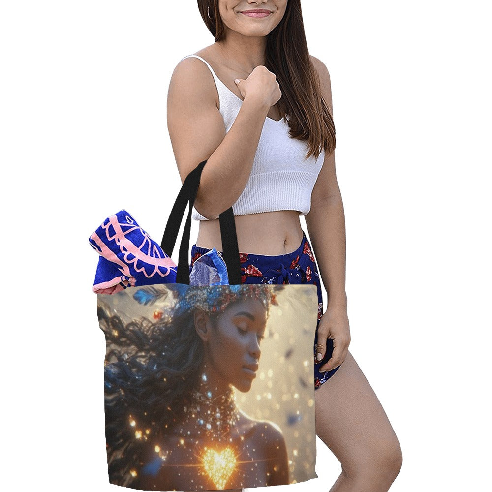 African Queen Tote Bag | Luxury Beach Tote | Black Woman Art Handbag | Large Everyday Shoulder Bag | Resort Travel Bag | Gift for Her