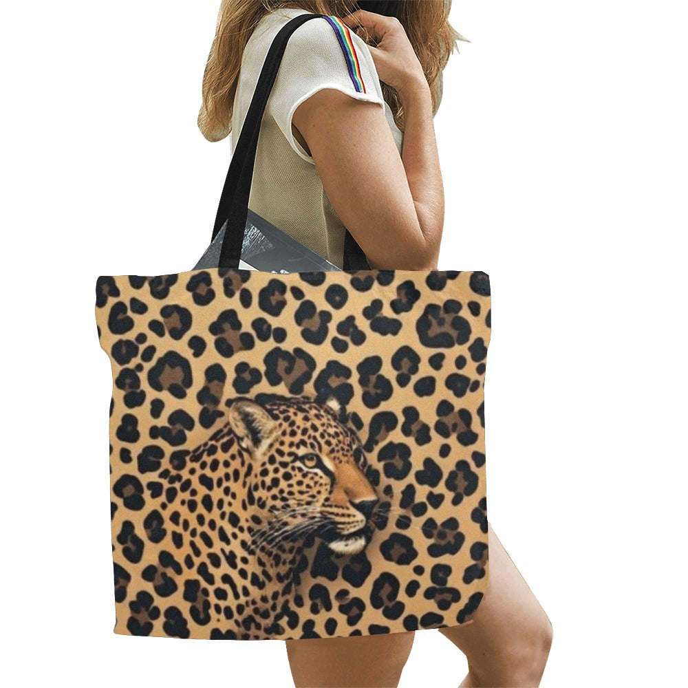 Luxury Leopard Print Tote Bag | Designer Canvas Shoulder Bag | Large Women's Fashion Tote | Everyday Travel Handbag | Iyalla Designs
