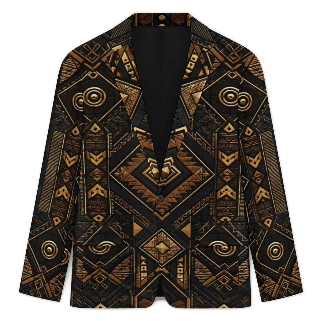 Tim Black Gold African Inspired Blazer, Luxury Men’s Statement Jacket, Elegant Geometric Print Suit Jacket, Men’s Formal Fashion