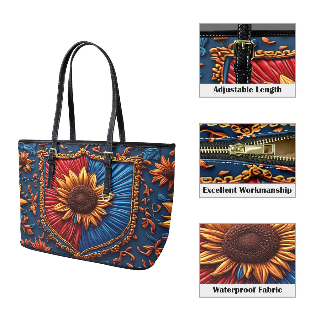 Sunflower Tote Bag, Floral Shoulder Bag, Blue Gold Boho Tote Purse, Large Everyday Carryall, Gift for Her, Cottagecore Bag