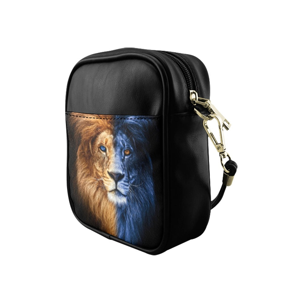 Lion Crossbody Bag | Men's Messenger Bag | Blue Lion Shoulder Bag | Artistic Travel Sling Bag | Festival Crossbody | Iyalla Designs