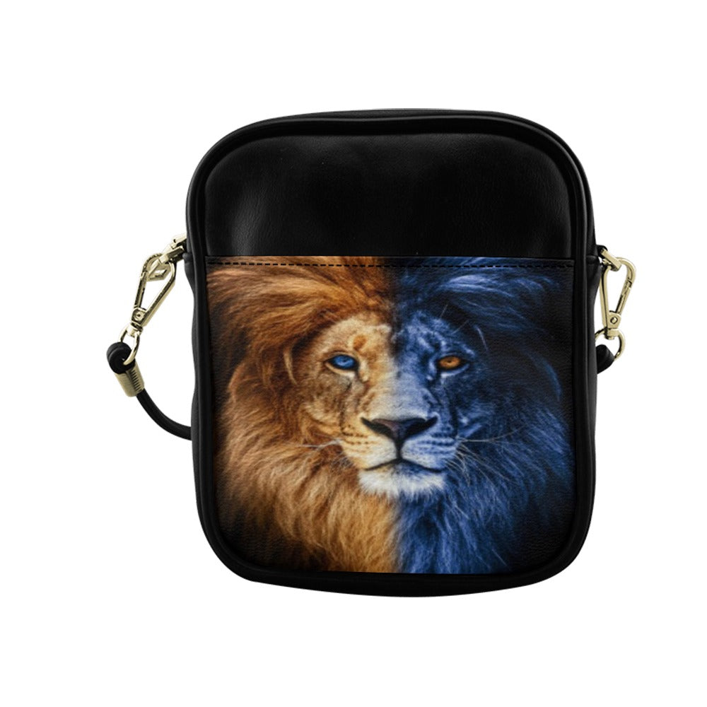Lion Crossbody Bag | Men's Messenger Bag | Blue Lion Shoulder Bag | Artistic Travel Sling Bag | Festival Crossbody | Iyalla Designs