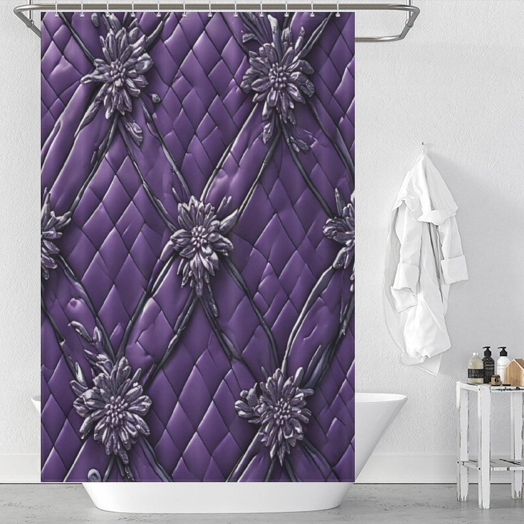Luxury Purple Floral Shower Curtain | Modern Bathroom Decor | Elegant Violet Bath Curtain | Designer Bathroom Accessories | Iyalla Designs