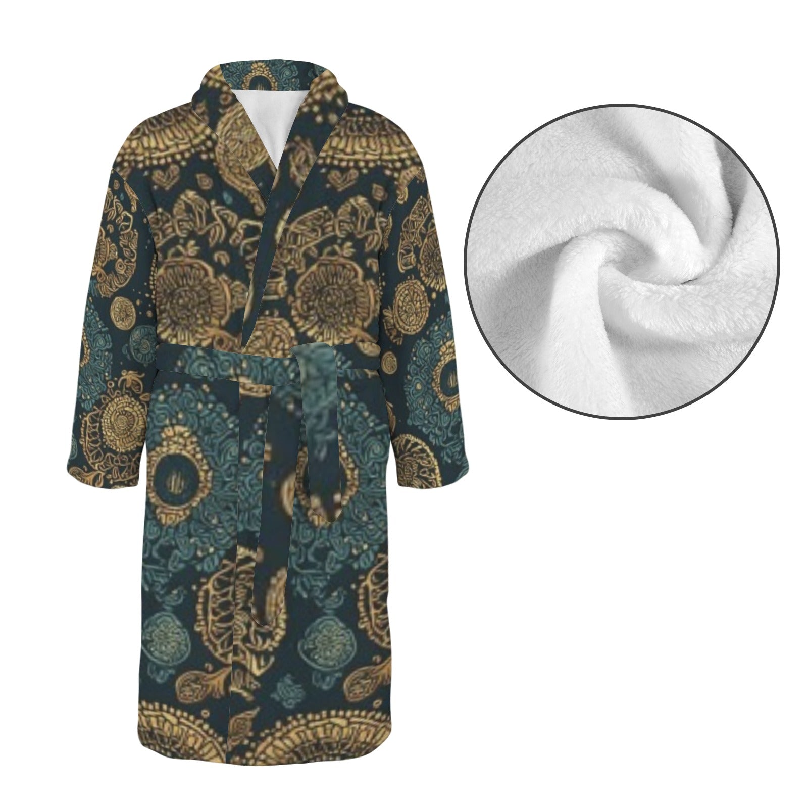 Men's Luxury African Print Robe | Premium Spa Bathrobe | Blue Gold Designer Lounge Robe | Elegant Men's House Coat | Iyalla Designs