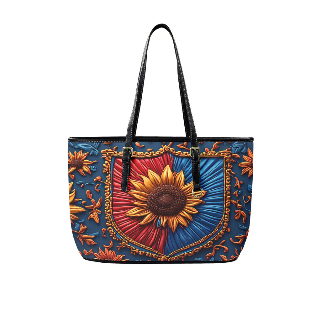 Sunflower Tote Bag, Floral Shoulder Bag, Blue Gold Boho Tote Purse, Large Everyday Carryall, Gift for Her, Cottagecore Bag