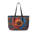 Sunflower Tote Bag, Floral Shoulder Bag, Blue Gold Boho Tote Purse, Large Everyday Carryall, Gift for Her, Cottagecore Bag