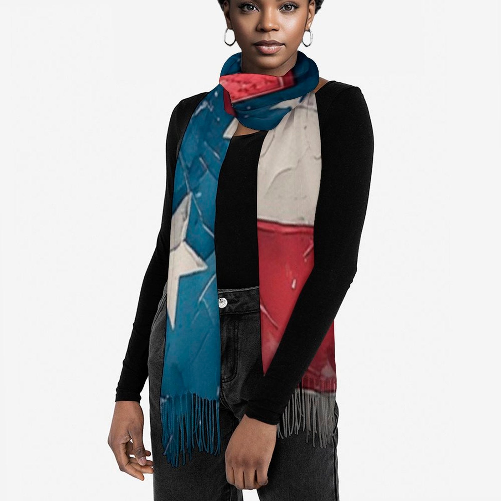 250 America Design Tassel Scarf
