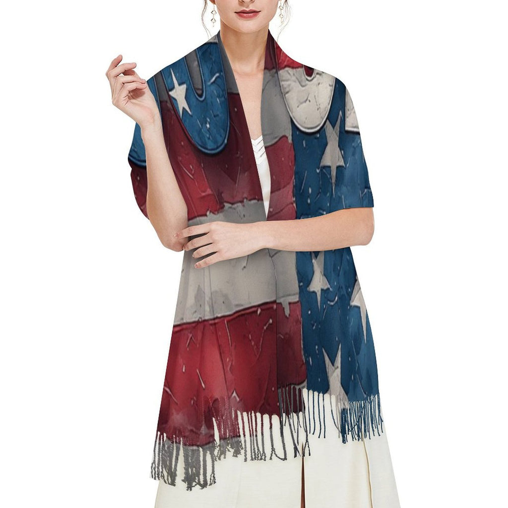 250 America Design Tassel Scarf