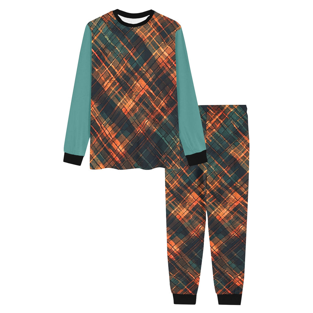 Men’s Abstract Two Piece Set, Teal Burnt Orange Shirt and Pants Outfit, Artistic Geometric Tracksuit, Men’s Travel Streetwear Set