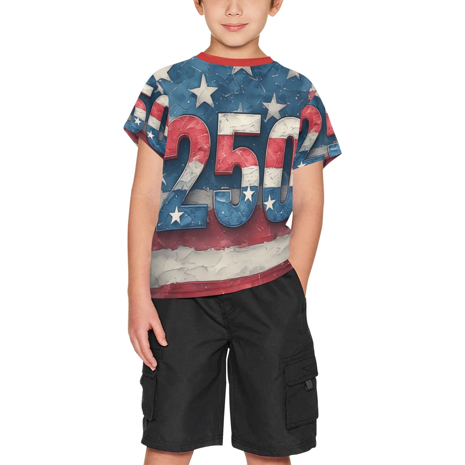 Boys America 250 T-Shirt | Patriotic Kids Fourth of July Tee | USA 250th Anniversary Shirt | Independence Day Family Matching Outfit