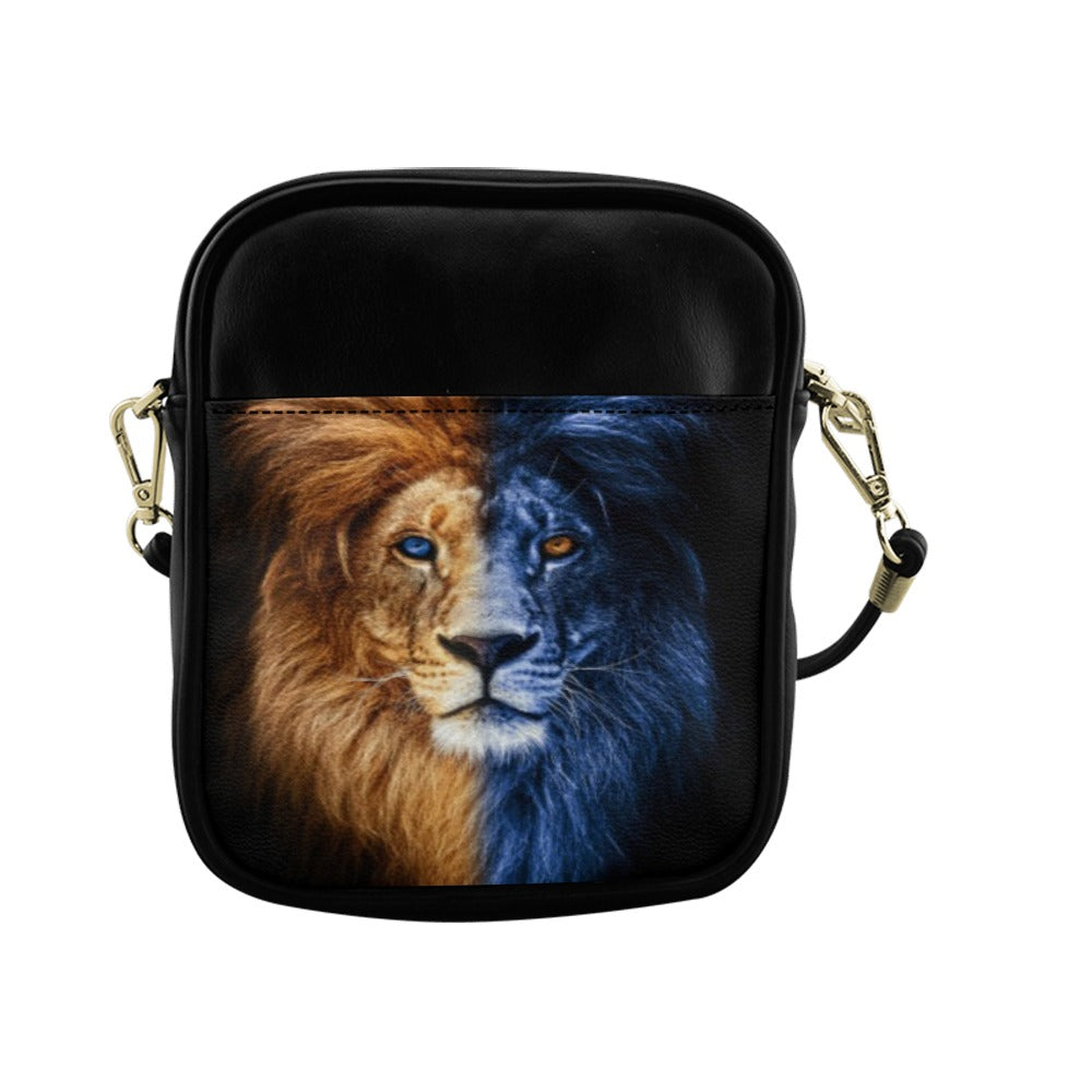 Lion Crossbody Bag | Men's Messenger Bag | Blue Lion Shoulder Bag | Artistic Travel Sling Bag | Festival Crossbody | Iyalla Designs