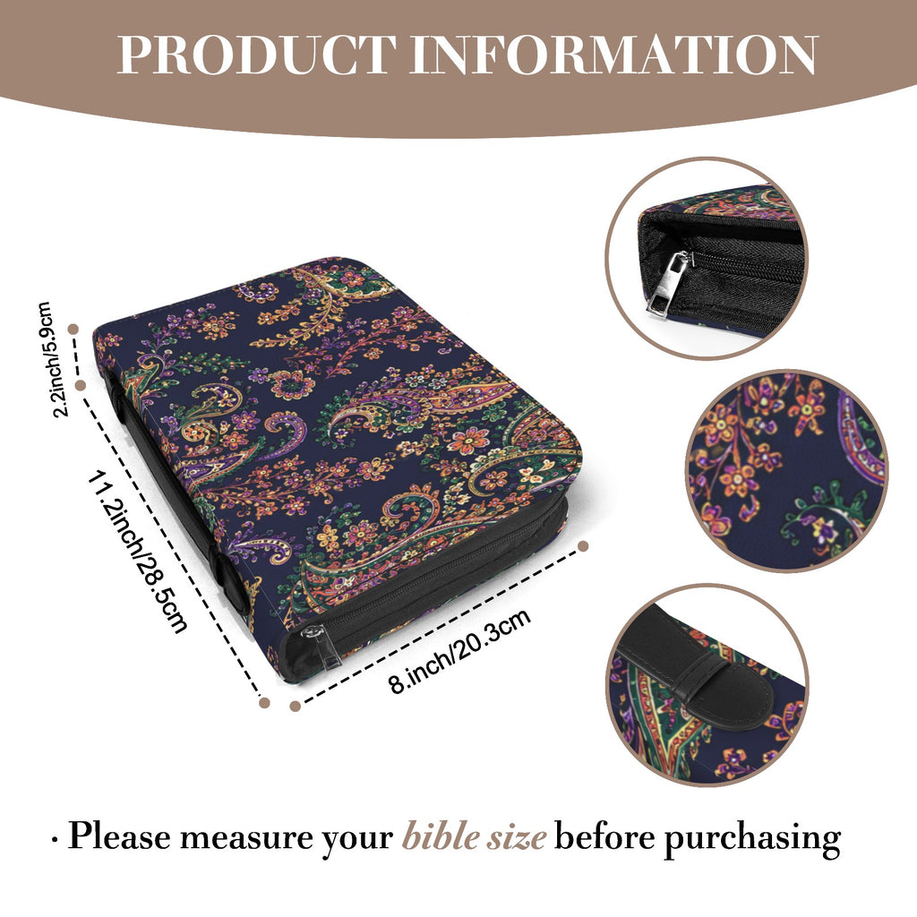Luxury Paisley Book Cover | Bible Cover with Zipper | Journal & Planner Organizer | Fabric Book Sleeve | Iyalla Designs