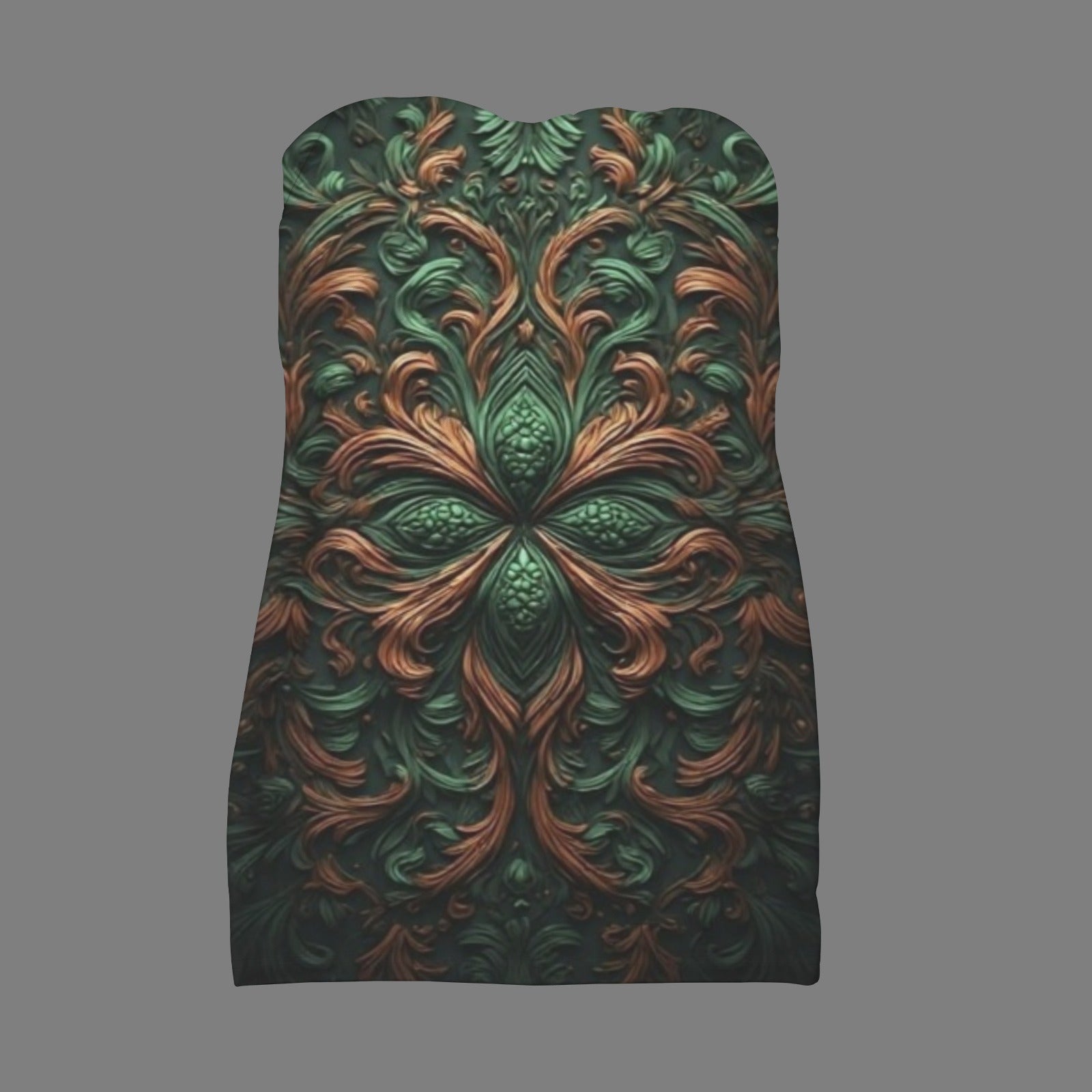 Green Gold African Print Mini Dress | Strapless Tribal Bodycon Dress | Elegant Evening Outfit | Afrocentric Statement Dress