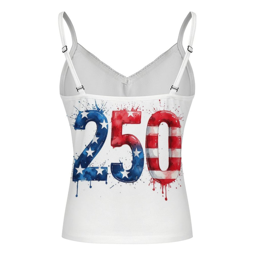 250 Patriotic Women’s V-Neck Lace Trim Camisole