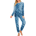 Women's Luxury Blue Marble Lounge Set | Soft Two-Piece Pajama Set | Elegant Matching Sweatshirt & Joggers | Cozy Luxury Loungewear