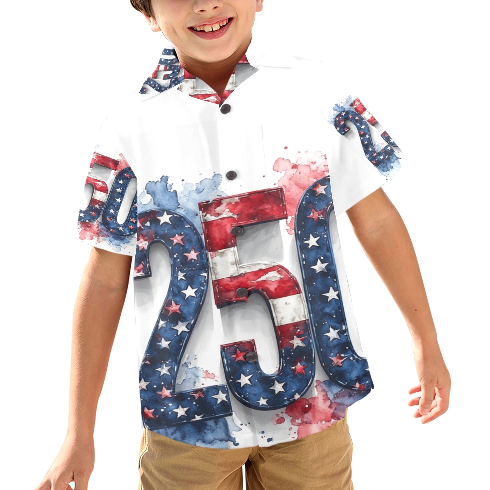 Boys America 250 Button-Up Shirt | Patriotic Kids Fourth of July Shirt | USA 250th Anniversary Outfit | Matching Family Independence Day Top