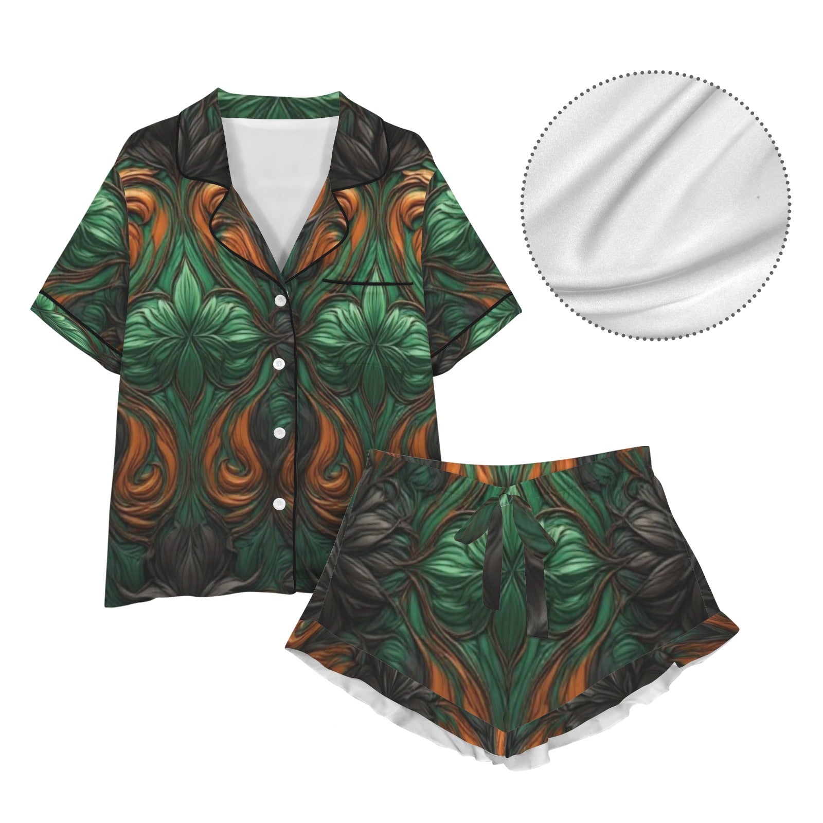 Women's Green Paisley Pajama Romper | Cute Girls Night PJ Outfit | Soft Lounge Sleepwear | Friends & Good Vibes Pajamas
