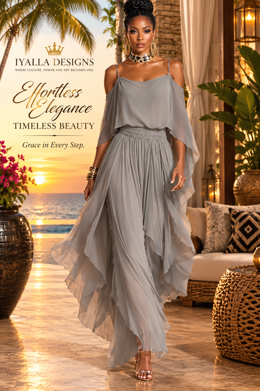 Womens Off-shoulder Sleeveless Solid-color Minimalist Maxi Dress With A Loose Fit