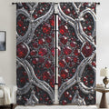 Luxury Ruby Gem Blackout Curtains | Red Jewel Window Panels | Gothic Glam Home Decor | Silver Baroque Curtain Panels | Elegant Living Room Drapes