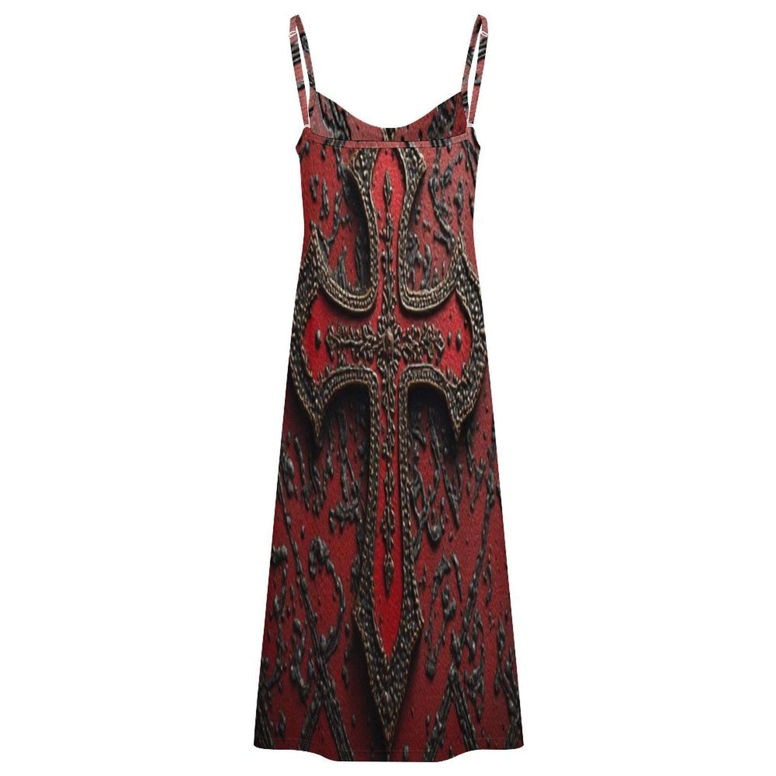 Zuriya African Inspired Maxi Dress, Red Black Gold Luxury Dress, Elegant Cultural Print Dress, Statement Evening Gown, Women’s Long Dress