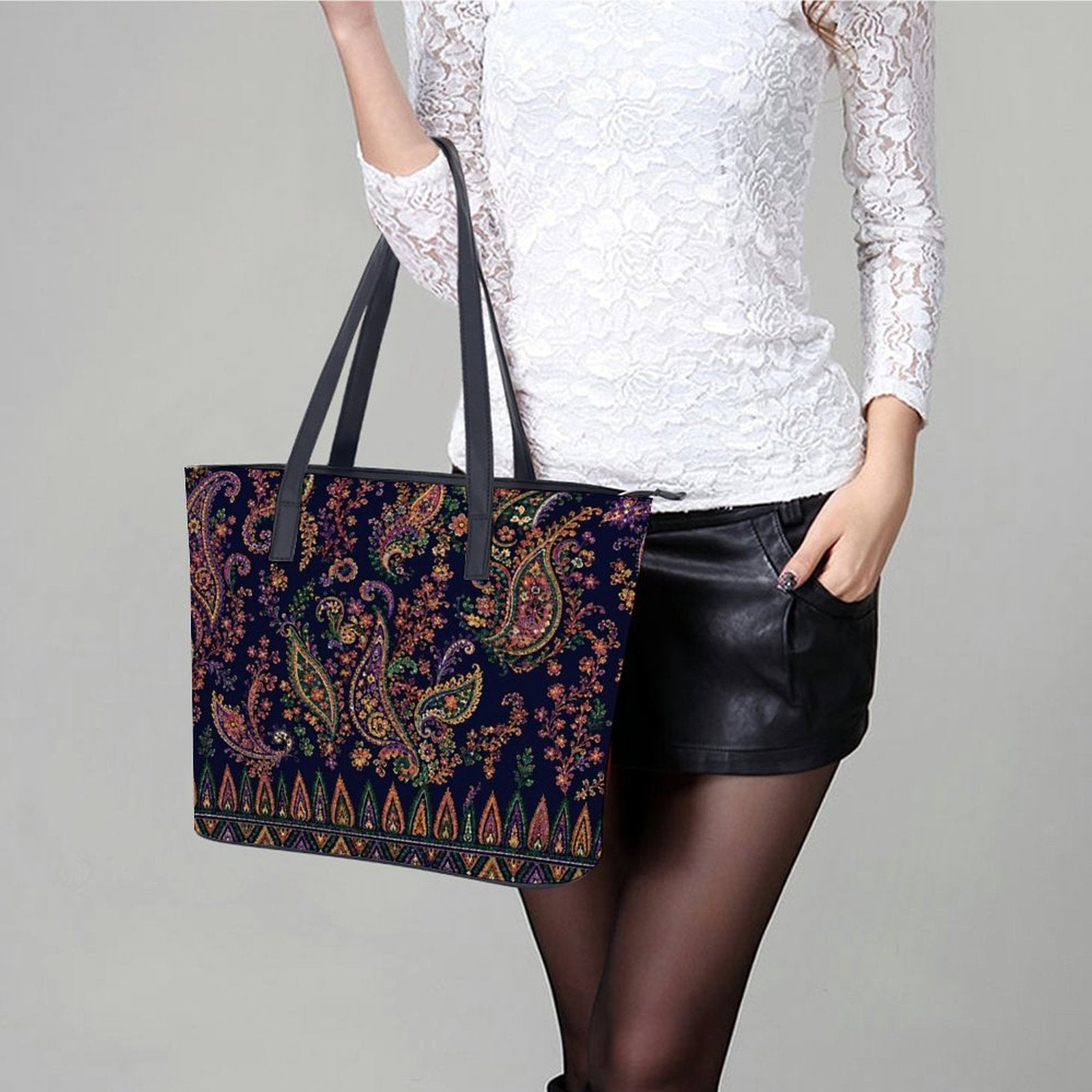 Luxury Bohemian Tote Bag | Designer Canvas Shoulder Bag | Elegant Everyday Travel Tote | Women's Fashion Handbag | Iyalla Designs