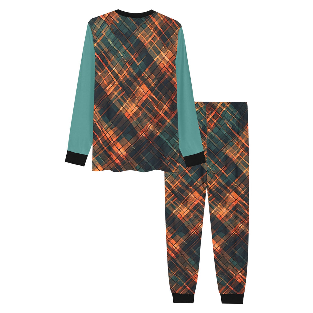 Men’s Abstract Two Piece Set, Teal Burnt Orange Shirt and Pants Outfit, Artistic Geometric Tracksuit, Men’s Travel Streetwear Set