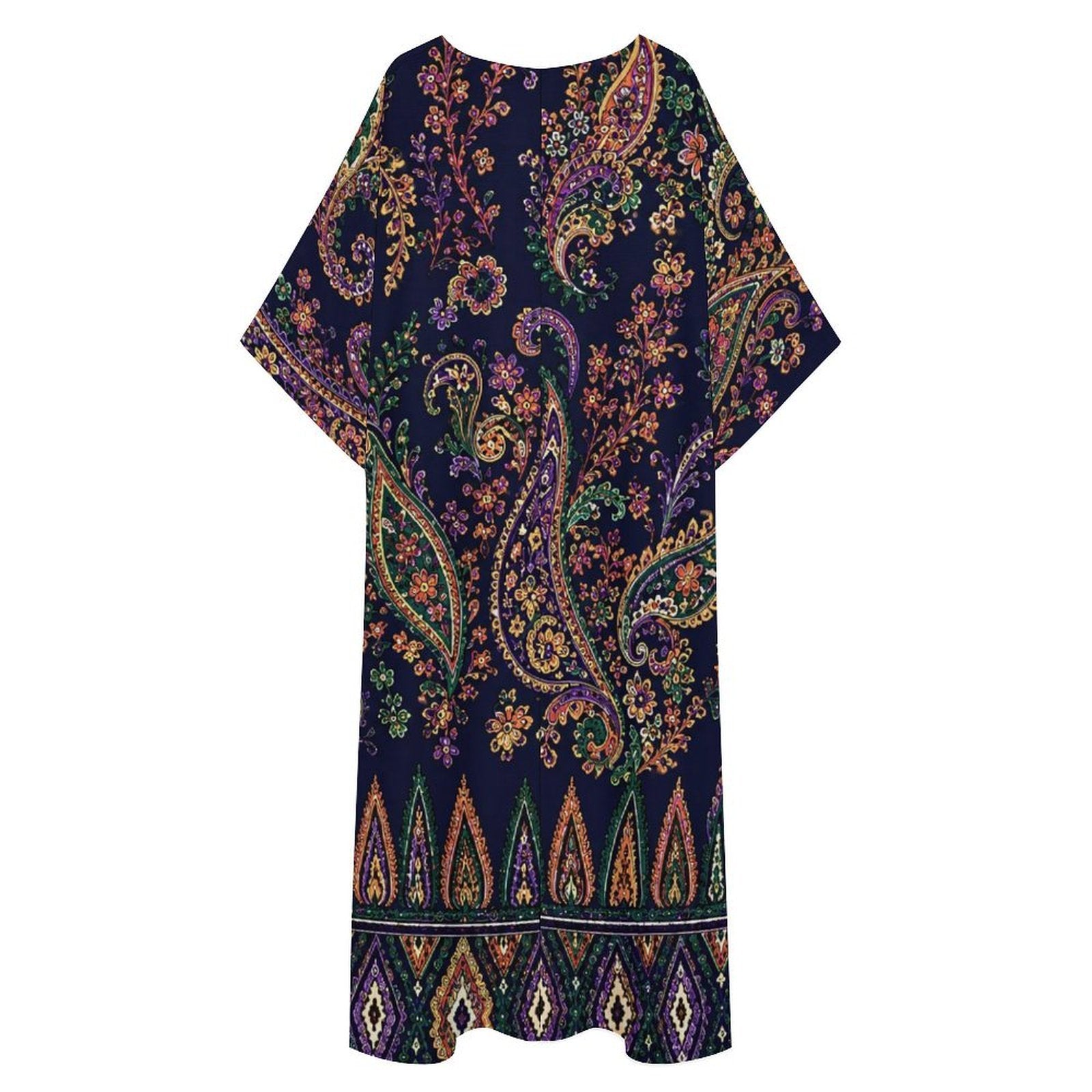 Indigo Manor Luxury Kaftan Dress | Elegant Paisley Maxi Dress | Women's Boho Resort Caftan | Boutique Vacation Dress | Iyalla Designs