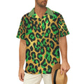 Men's Green Leopard Print Button Down Shirt | Luxury Animal Print Resort Shirt for Men | Tropical Vacation Shirt | Bold Casual Statement Wear