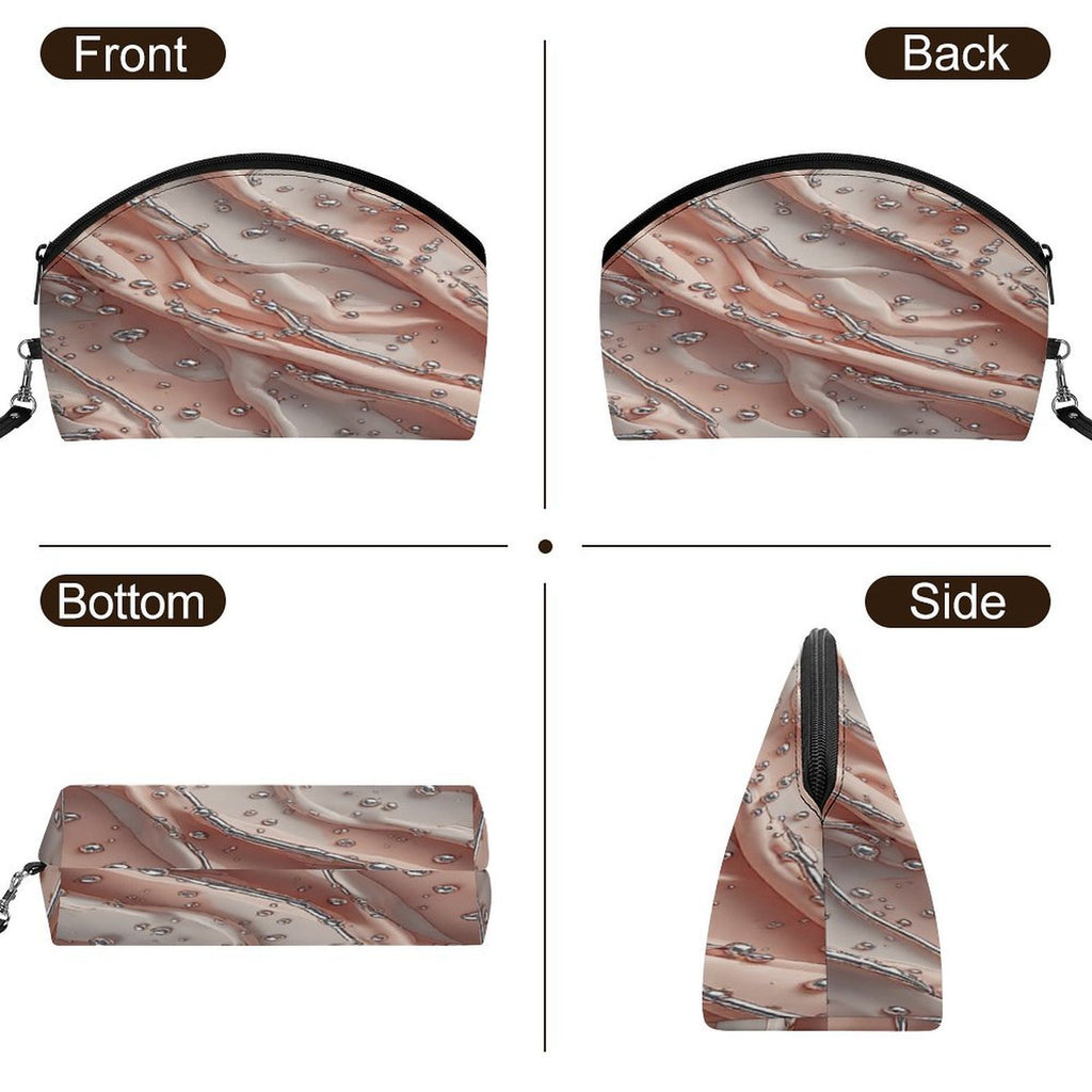 Rose Pink and Silver Design Dome Cosmetic Bag