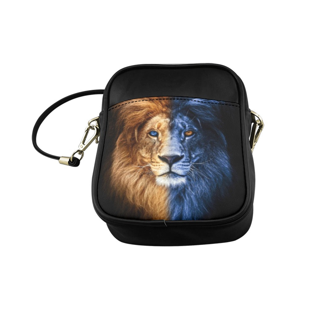 Lion Crossbody Bag | Men's Messenger Bag | Blue Lion Shoulder Bag | Artistic Travel Sling Bag | Festival Crossbody | Iyalla Designs