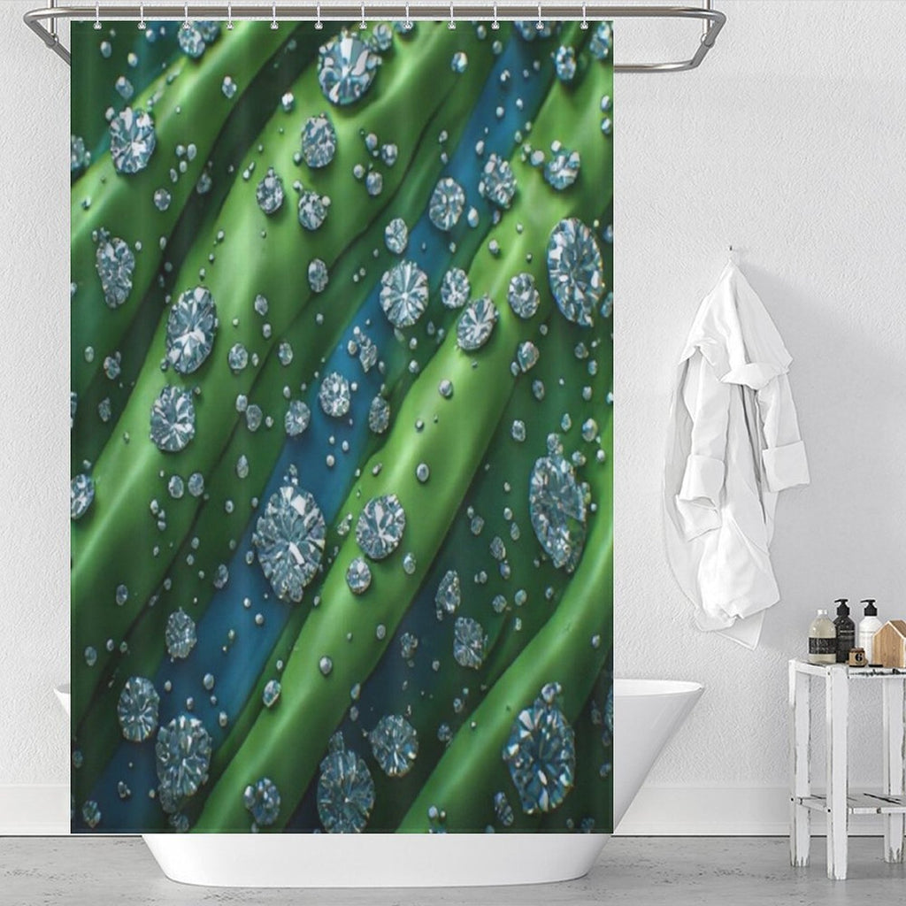 Emerald Green and Blue Diamond Custom Shower Curtain (119×180cm)