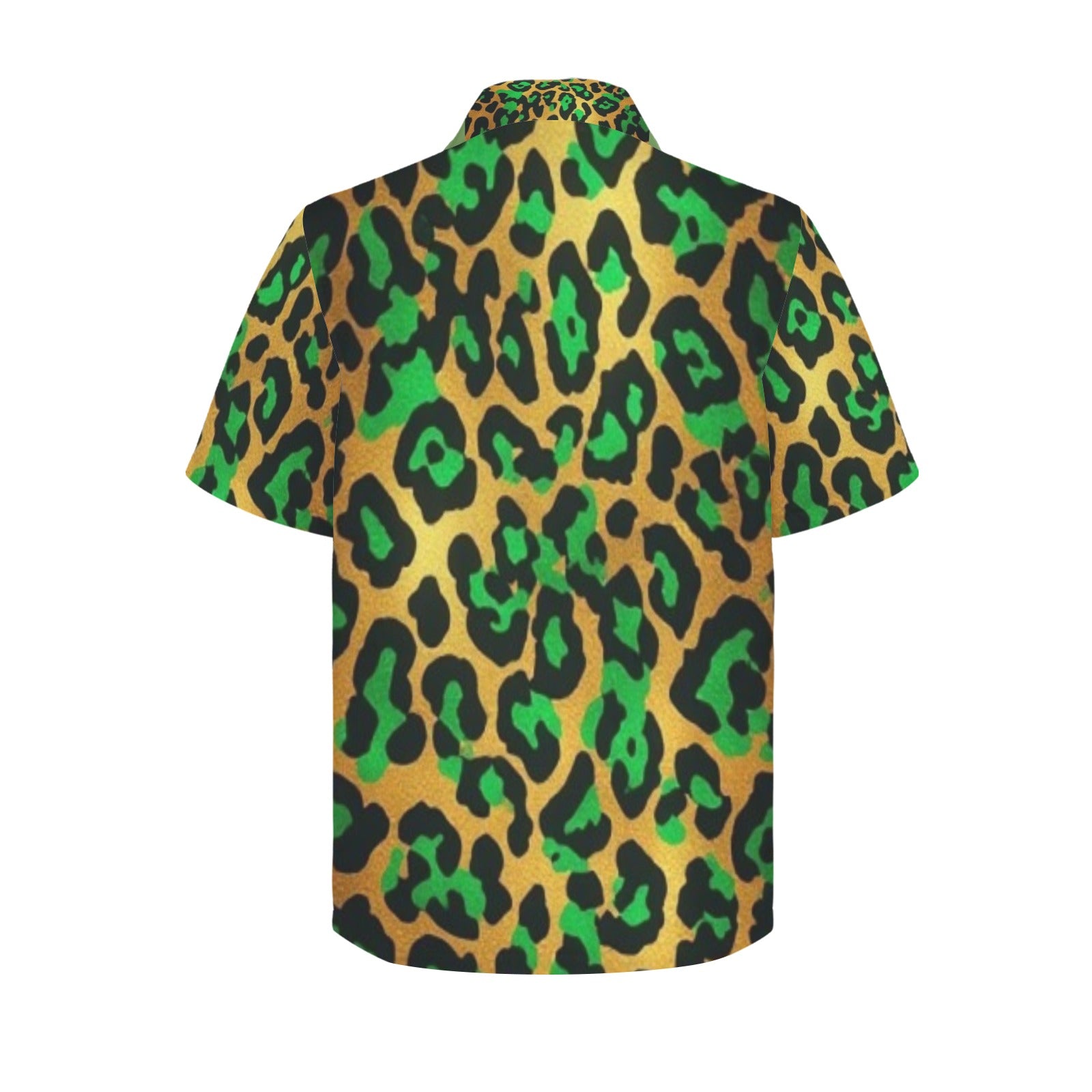 Men's Green Leopard Print Button Down Shirt | Luxury Animal Print Resort Shirt for Men | Tropical Vacation Shirt | Bold Casual Statement Wear