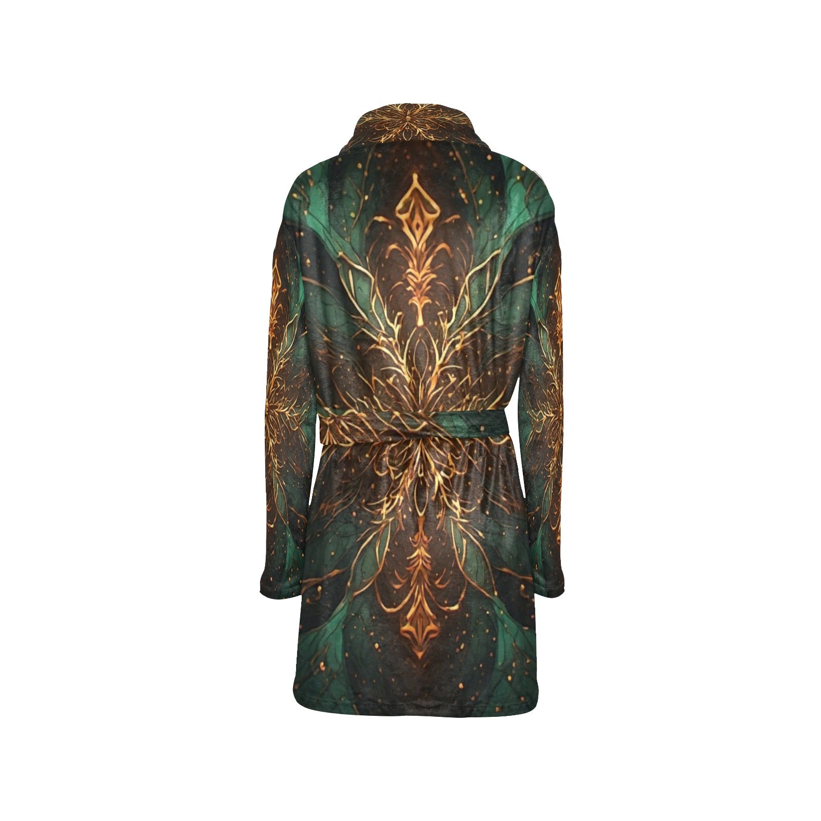 Emer Tide Luxury Robe | Emerald Gold Satin Lounge Robe | Elegant Kimono Style Robe | Resort Wear Cover Up | Luxury Women's Loungewear