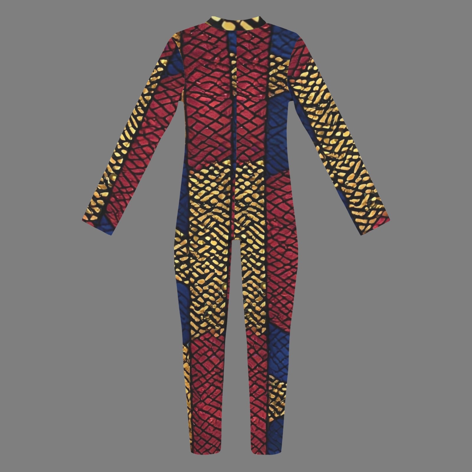 African Print Catsuit | Women's Long Sleeve Jumpsuit | Luxury Bodycon One Piece | Festival Outfit | Statement Fashion | Resort Evening Wear